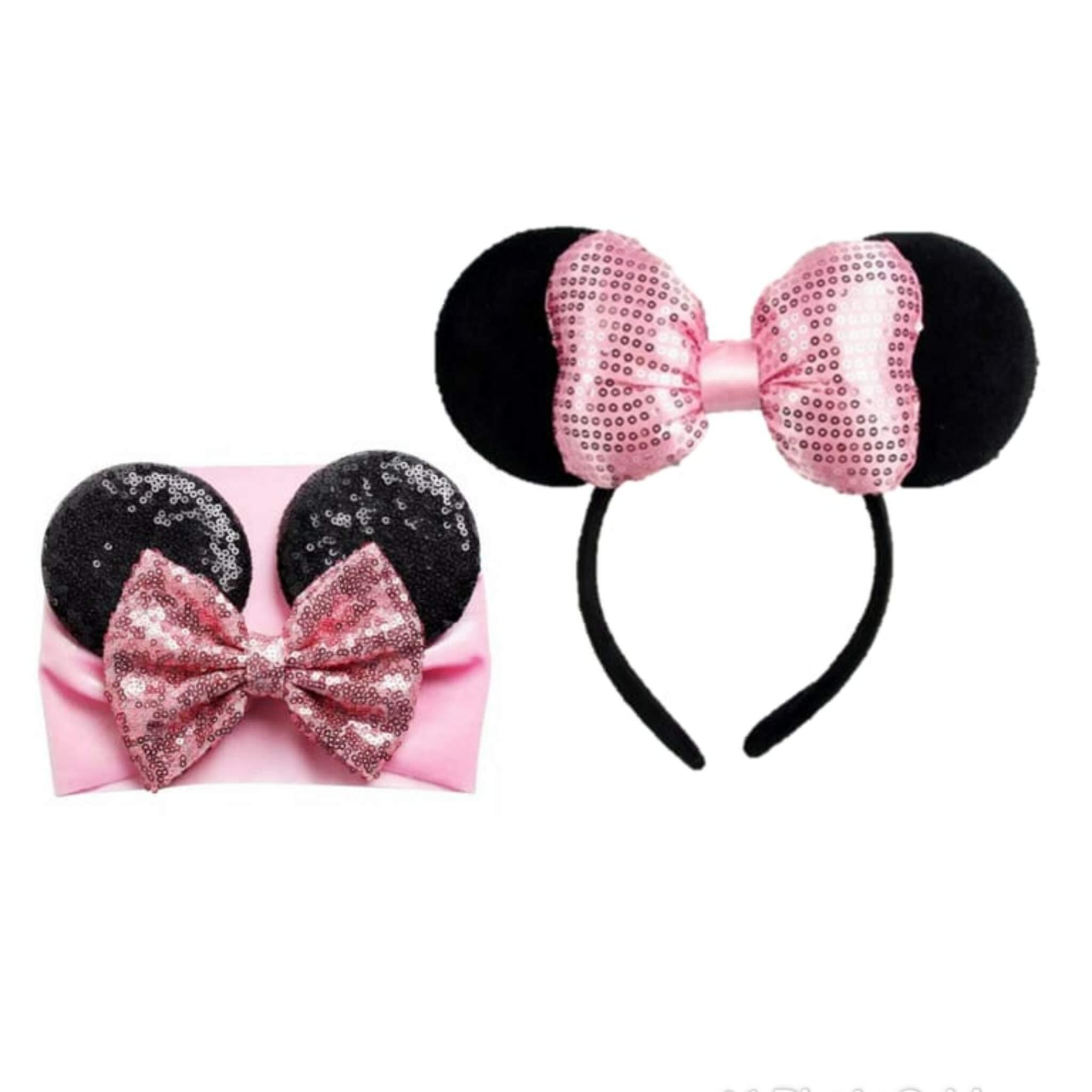 5669 Mouse Ears Mommy And Me (Up To 4 Yrs) Set Headband/Headwrap (Pink -